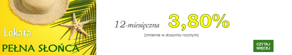 z lewej stony na żółtym tle kapelusz słomkowy i rozgwiazda oraz napis lokata pełna słońca, na białym tle napis...